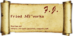 Fried Jávorka névjegykártya